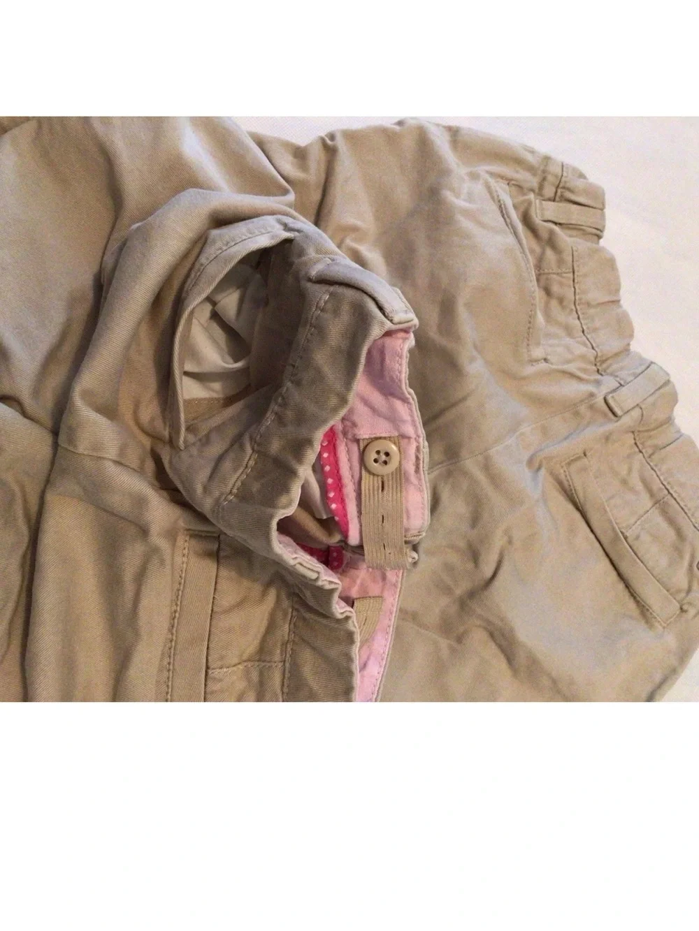 2pc Gap Kids Girls Khaki School Chino Shorts Size 10 Slim Adjustable Waist